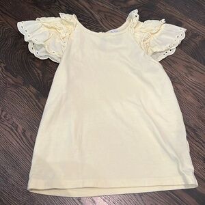 girls pale yellow ruffle sleeve top